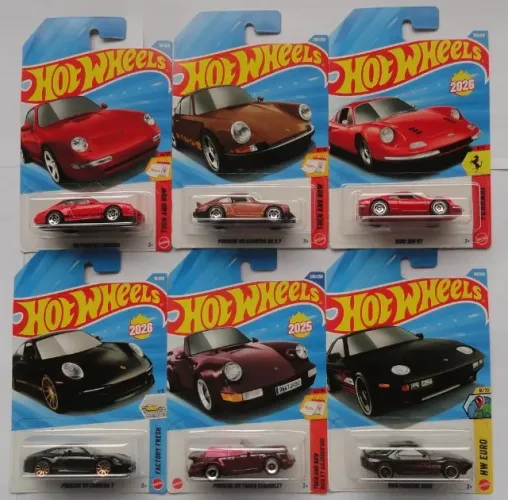 hot wheels lote 6 minis porsche e ferrari lacrados veja hotwheels