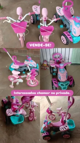 Vendo bicicleta infantil e um quadriciclo.