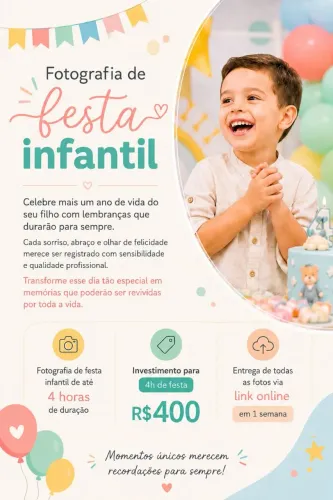 Fotografia de festa de aniversário infantil