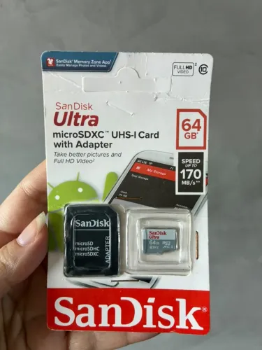 Cartão SanDisk Ultra microSDXC de 64GB com Adaptador
