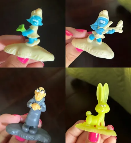 coleção de Smurfs e vila dos Smurfs.