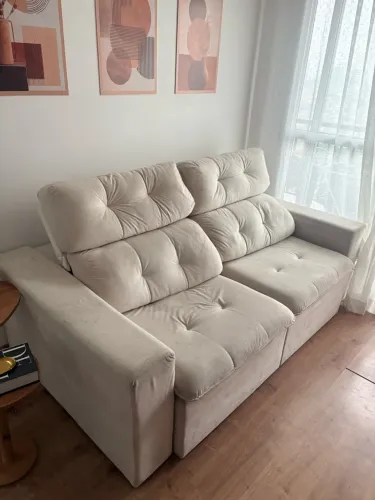 Sofá Retrátil e Reclinável Bege - 2 Lugares
