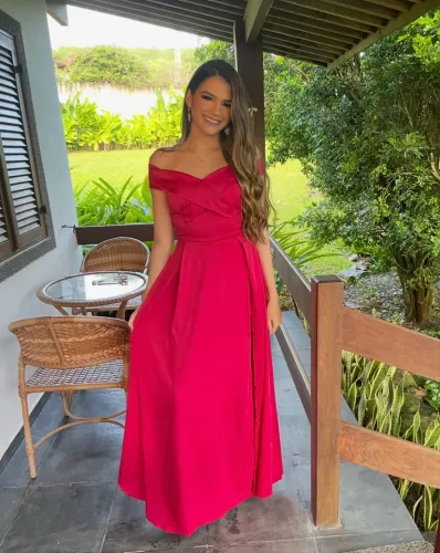 Vestido Rosa Longo