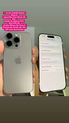 iPhone 16 Pro 256GB Titânio Natural ( Aparelho Com Riscos Na Tela ) Usado