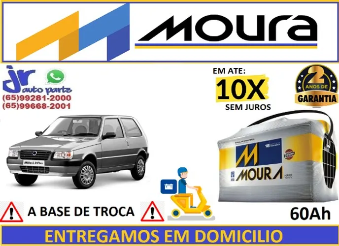 Bateria Moura 60ah Uno Mille 1.0 2004 a 2012 12v