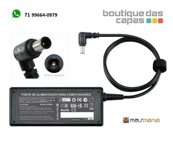 Fonte Carregador Mais Mania p Notebook LG 19V 3.42A 65W MM644