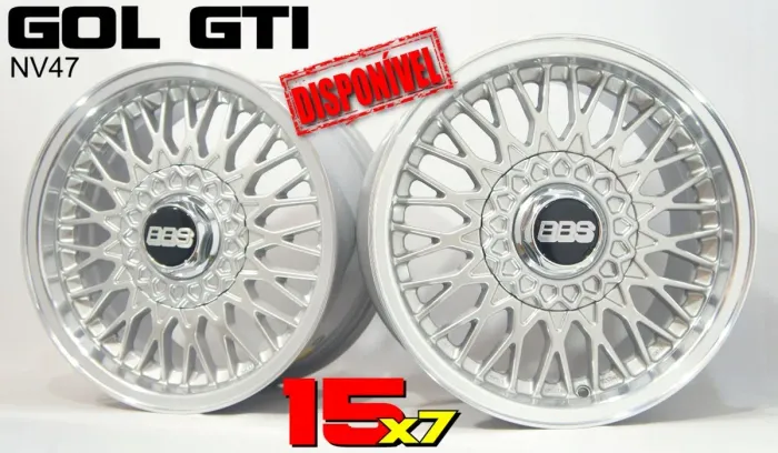 Roda aro 15 Volkswagen Bbs prata com borda diamantada Execultive 4x100 jogo