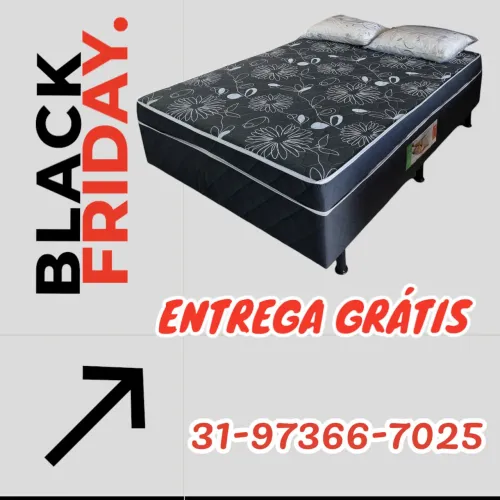 CAMA BOX CASAL COMPLETA / COLCHÃO FIXO 6CM DE ESPUMA D33 
