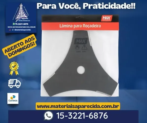 Lamina Rocadeira Cortador grama furo 1 - 3 pontas Max