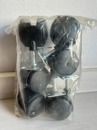 06 Rodinhas Anti Risco Giratórias Chapa De Aço P/ Mesa Móveis Berço Cômoda