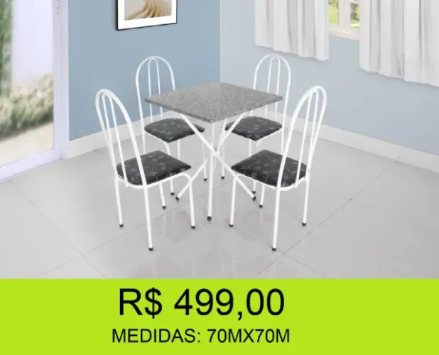 Mesa 4 lugares com tampo em granito