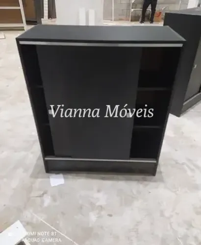 Balcão com Portas Preto - MDF