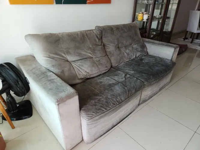 Sofá retrátil alto padrão 3 lugares cinza 