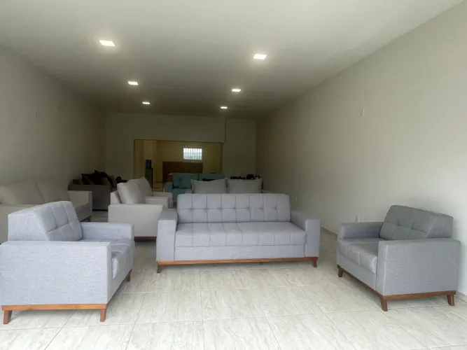 Conjunto de Sofá e Poltronas Cinza Moderno