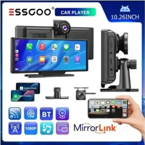 Lacrado ESSGOO Tela 10" Grande Câmera Dupla Sem Fio Carplay Android Auto
