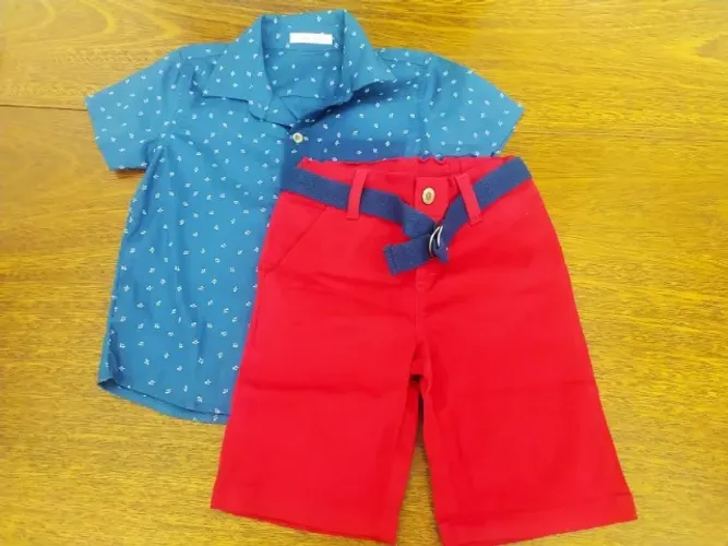 Conjunto Camisa E Bermuda Social Para Criança