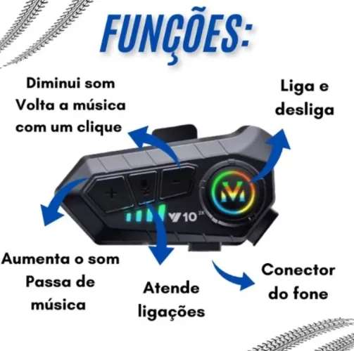 Intercomunicador Fone Bluetooth p/Capacete 