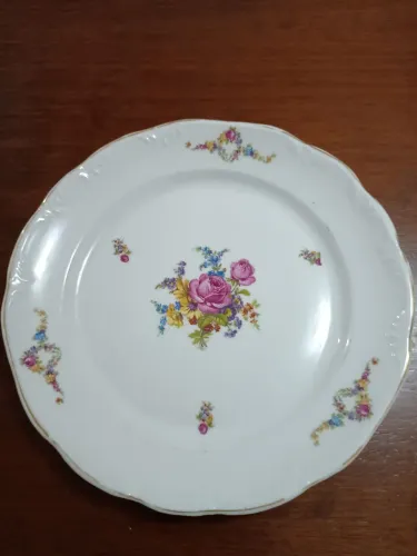 Travessa Schimidt Redonda de porcelana com detalhes florais