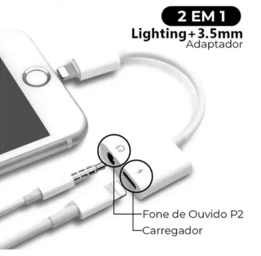 Adaptador Duplo P/ Carregador + Fone De Ouvido iPhone