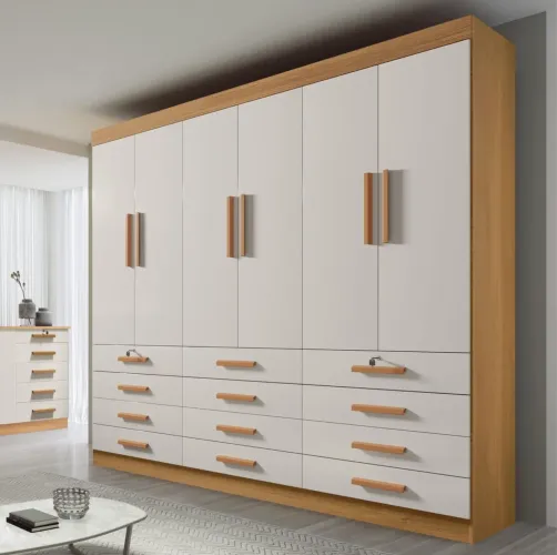 Guarda-Roupa 6 Portas 12 Gavetas Mônaco 2,40 m