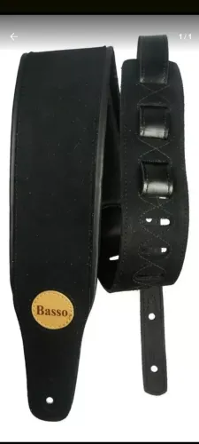 Correia alça Basso couro Guitarra, Violão e Baixo preta