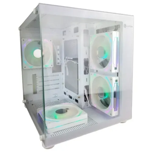 GABINETE GAMER AQUARIO HAYOM BRANCO GB1797 MATX (4 FANS INCLUSAS)