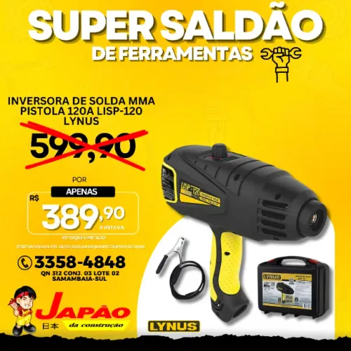 Inversora de Solda MMA Pistola 120A Lisp-120 Lynus