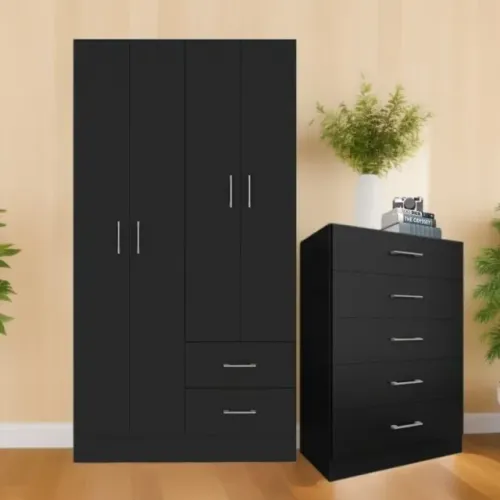 Guarda-Roupa 4 Portas Panamá 4002 + Cômoda 5 Gavetas ,Pronta Entrega