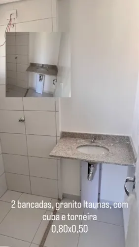 Bancada de granito Itaunas com cuba e torneira