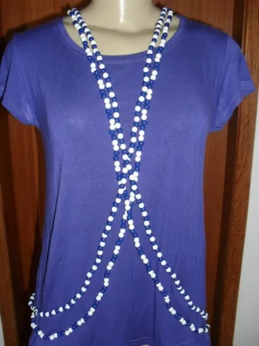 10 Colares Gandhi Azul e Branco Masculino Carnaval