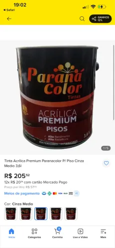 Tinta Paraná Color P/ piso cimentado