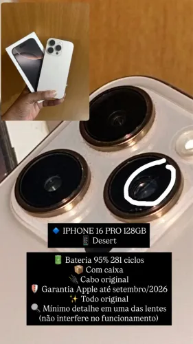 iPhone 16 Pro 128GB Desert 95% Original com Garantia Apple