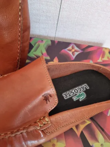 mule lacoste couro marrom 38