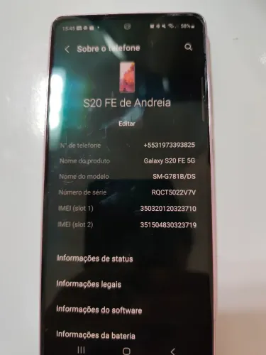 Celular Samsung S20 FE em excelente estado.