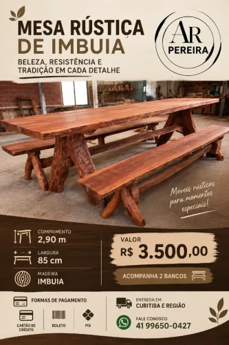 Mesa rústica de imbuia