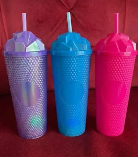 Copo Canudo Led Roxo Rosa ou Azul [ESCOLHA DE COR NO CHAT]