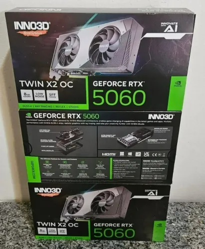  placa de video geforce rtx 5060 twin x2 oc 8gb gddr7 inno3d nova lacrada com nota e garan