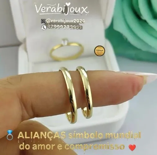 KIT TRIO ALIANÇAS CASAMENTO BANHADAS A OURO 18KILATES