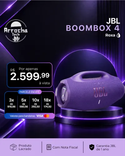 JBL - Caixa de Som Boombox 4 Roxa - Lacrado - Com NF - Garantia JBL de 1 ano
