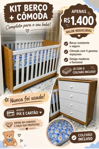 Kit Berço + Cômoda para seu bebê 