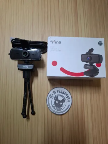 Webcam FIFINE K420, 1440p, Microfone, Tripé [NOVO]