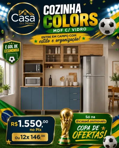 Cozinha Colors MDF com vidro