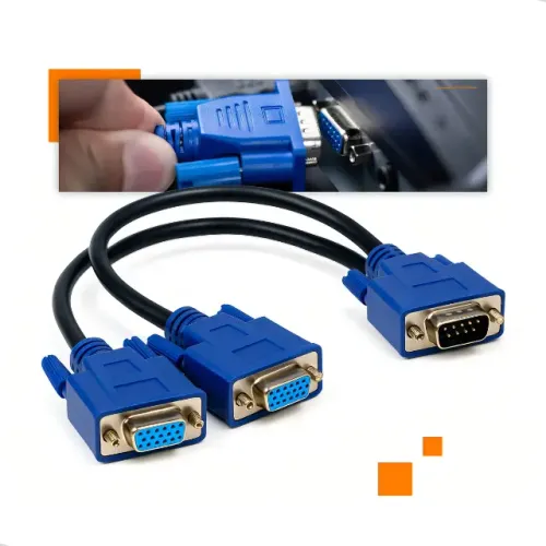 Cabo Adaptador Y Vga Duplicador De Sinal Vídeo 1 Entrada Macho 2 Saídas Fêmea