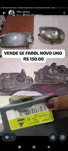 Par de faróis retirado do uno Vivace 2015/2016