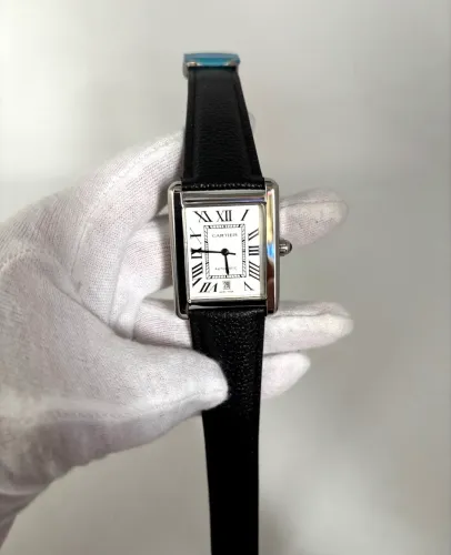 Relogio Cartier Tank Premium AAA+ Vidro Safira Pulseira Couro