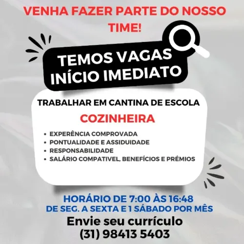 COZINHEIRA COM EXPERIÊNCIA PARA O BURITIS