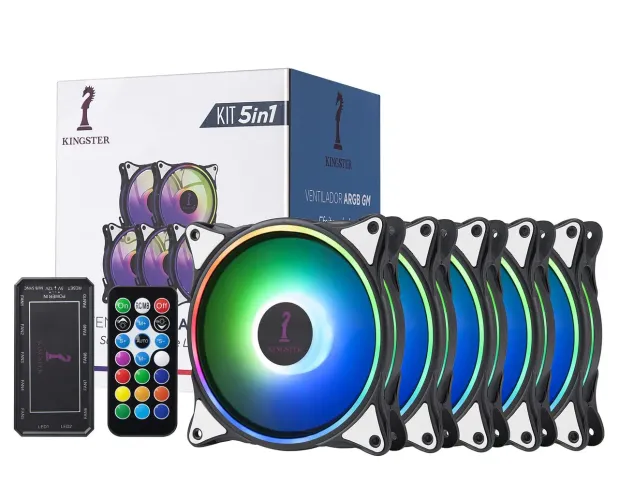 Kit fan kingster x5 com controle e controladora