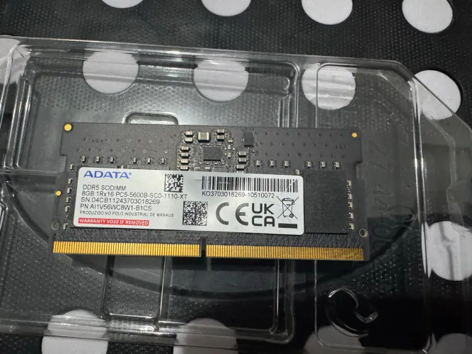 Memória Ram 8GB DDR5 5600MHZ ADATA SODIMM PC5 para Notebook 1X8