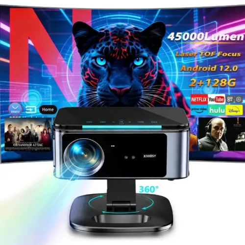 Projetor a Laser para Uso Diurno 45000 Lumens com Foco TOF, Android 12.0, 4K