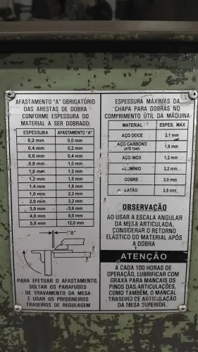 Dobradeira 2m regua dentada